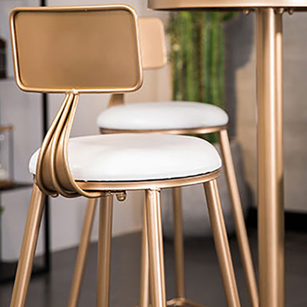 Faux Leather Dining Stools Low Back Bar Stools with Metal Base
