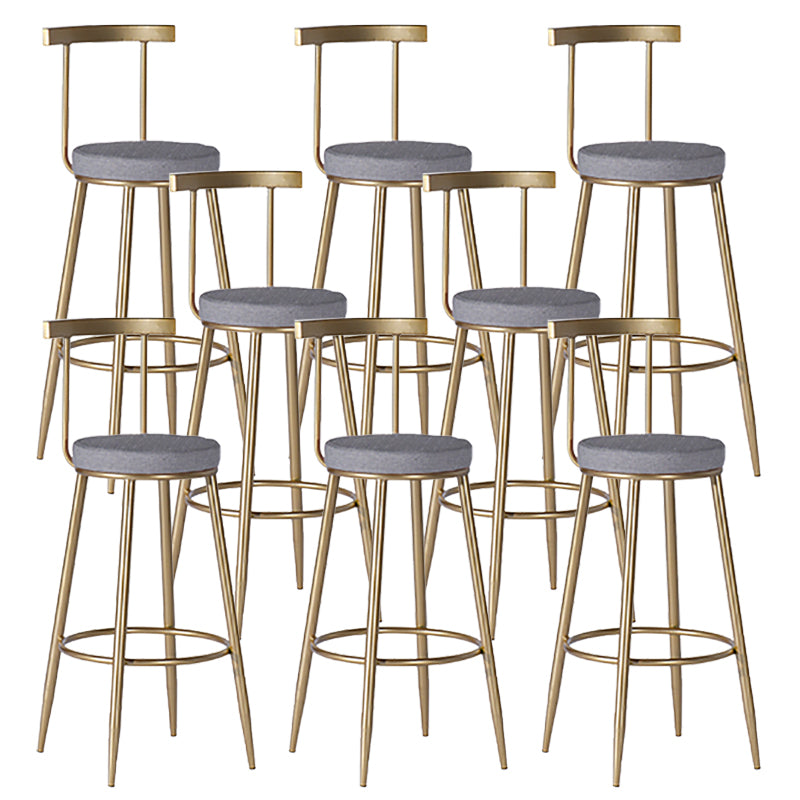 Faux Leather Dining Stools Low Back Bar Stools with Metal Base