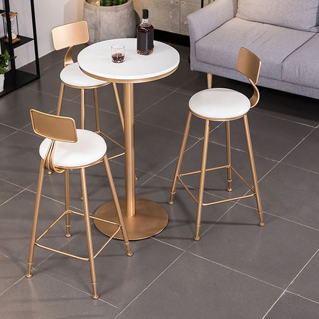 Faux Leather Dining Stools Low Back Bar Stools with Metal Base