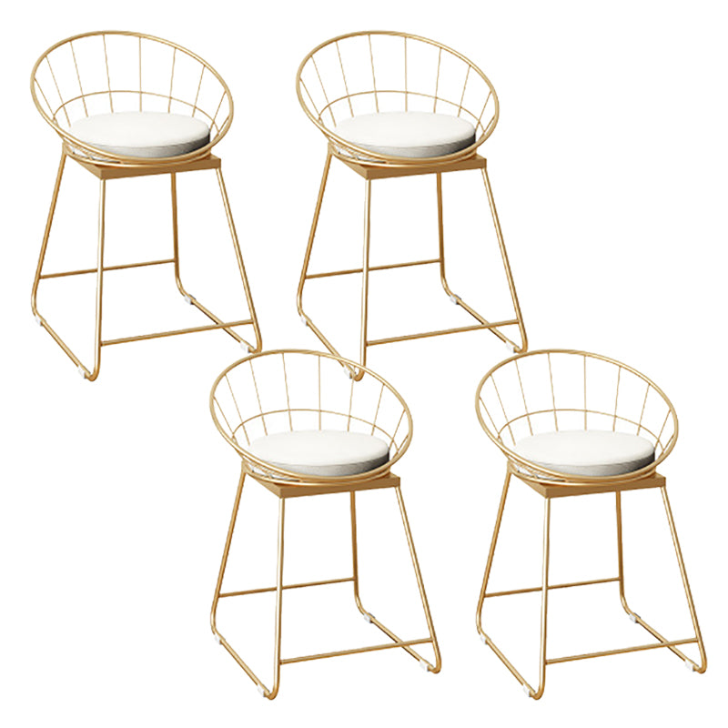 Faux Leather Dining Stools Low Back Bar Stools with Metal Base