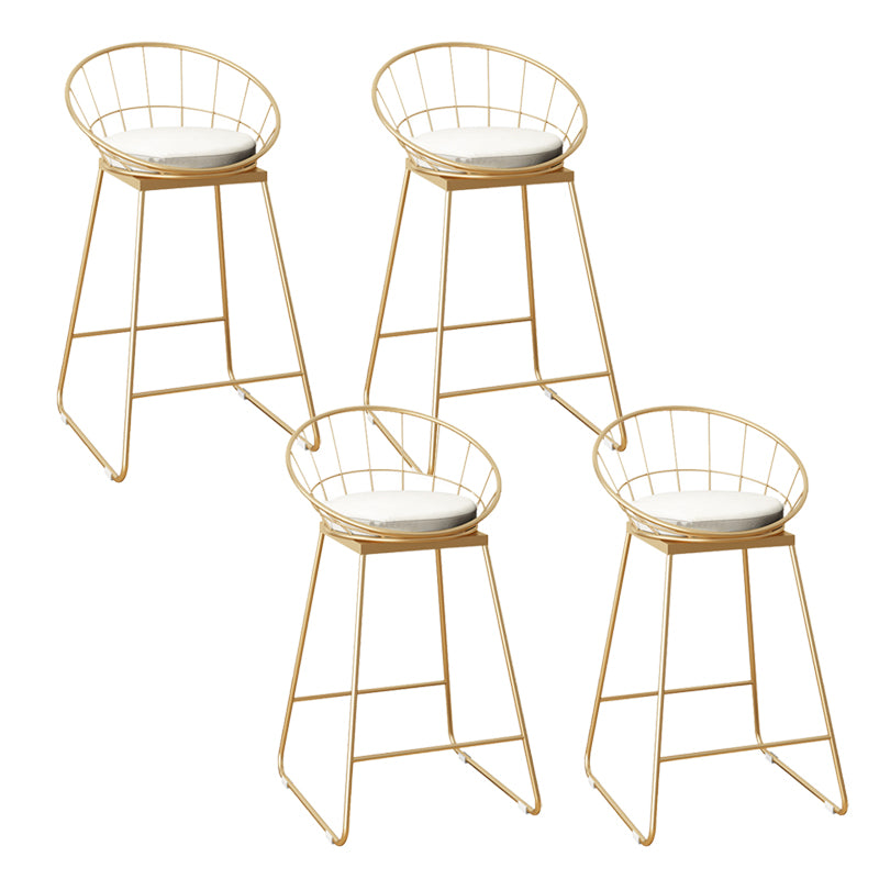 Faux Leather Dining Stools Low Back Bar Stools with Metal Base