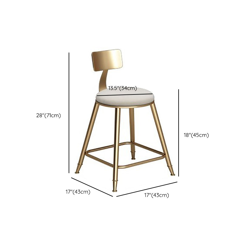 Faux Leather Dining Stools Low Back Bar Stools with Metal Base