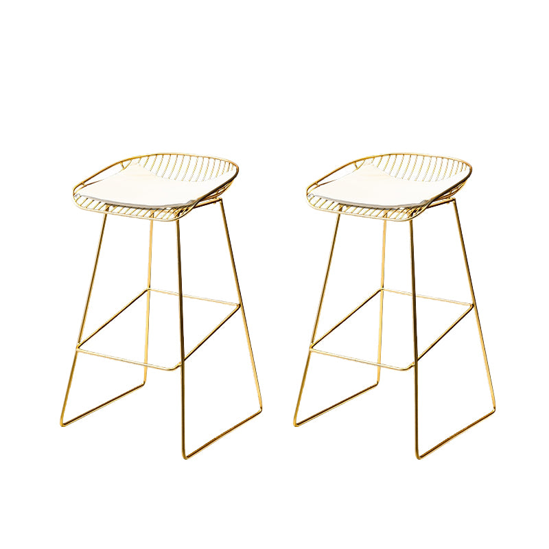 Metal Dining Stools Scandinavian Armless Bar Stools with Footrest