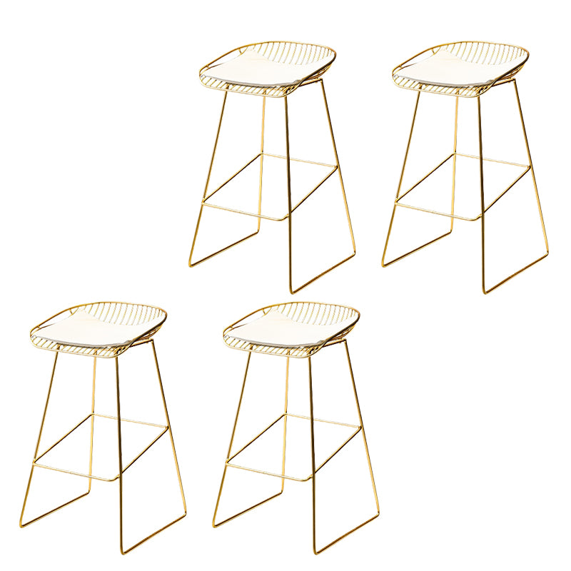 Metal Dining Stools Scandinavian Armless Bar Stools with Footrest