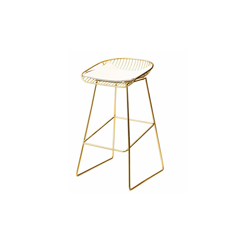 Metal Dining Stools Scandinavian Armless Bar Stools with Footrest