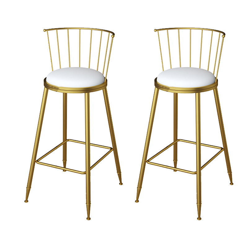 Metal Dining Stools Scandinavian Armless Bar Stools with Footrest