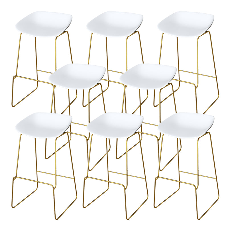 Metal Dining Stools Scandinavian Armless Bar Stools with Footrest