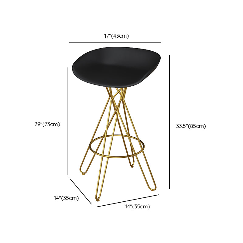 Metal Dining Stools Scandinavian Armless Bar Stools with Footrest