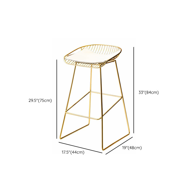 Metal Dining Stools Scandinavian Armless Bar Stools with Footrest
