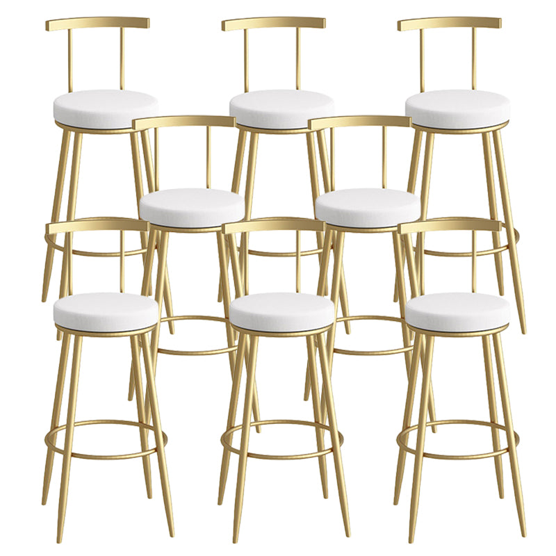 Glam Faux Leather Dining Stools Upholstered Bar Stools with Metal Base