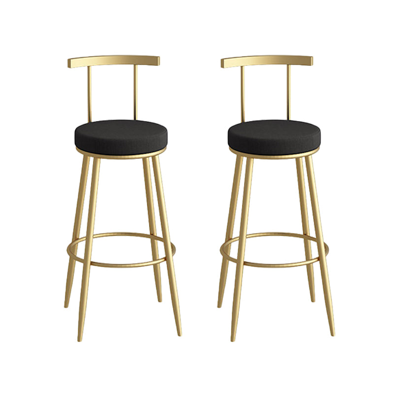 Glam Faux Leather Dining Stools Upholstered Bar Stools with Metal Base