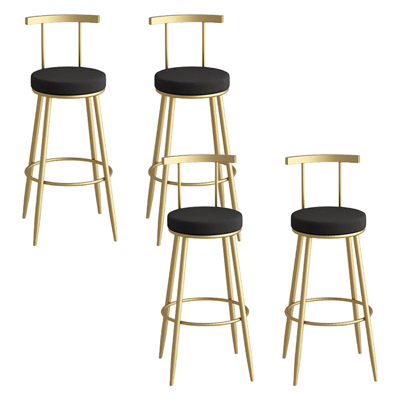 Glam Faux Leather Dining Stools Upholstered Bar Stools with Metal Base