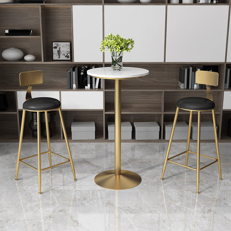 Faux Leather Dining Stools Upholstered Bar Stools with Metal Base