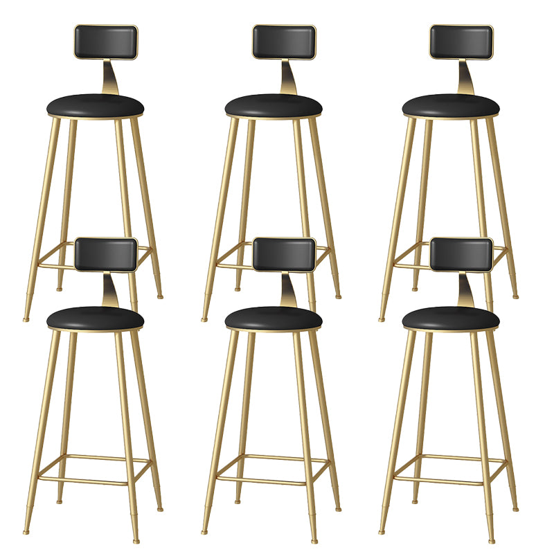 Faux Leather Dining Stools Upholstered Bar Stools with Metal Base