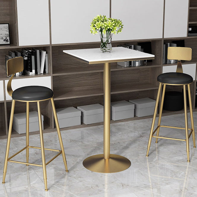 Faux Leather Dining Stools Upholstered Bar Stools with Metal Base