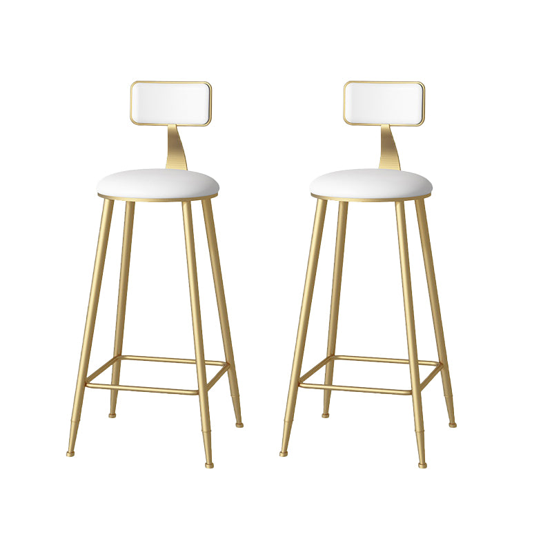 Faux Leather Dining Stools Upholstered Bar Stools with Metal Base