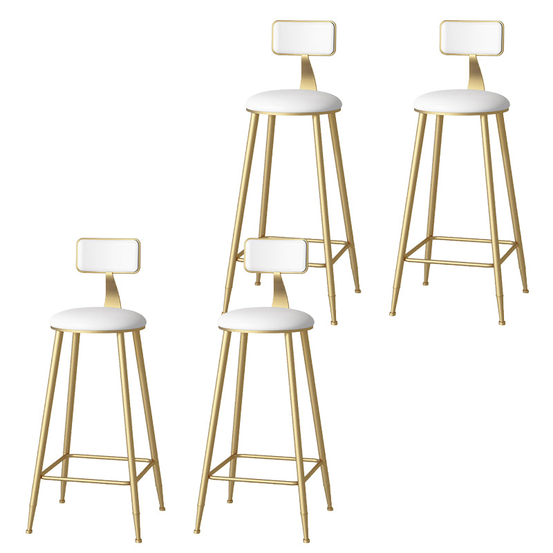 Faux Leather Dining Stools Upholstered Bar Stools with Metal Base