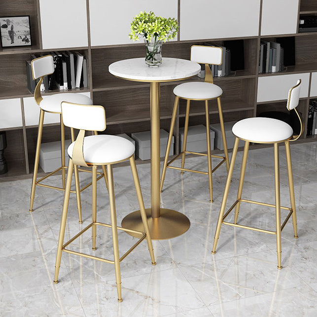 Faux Leather Dining Stools Upholstered Bar Stools with Metal Base