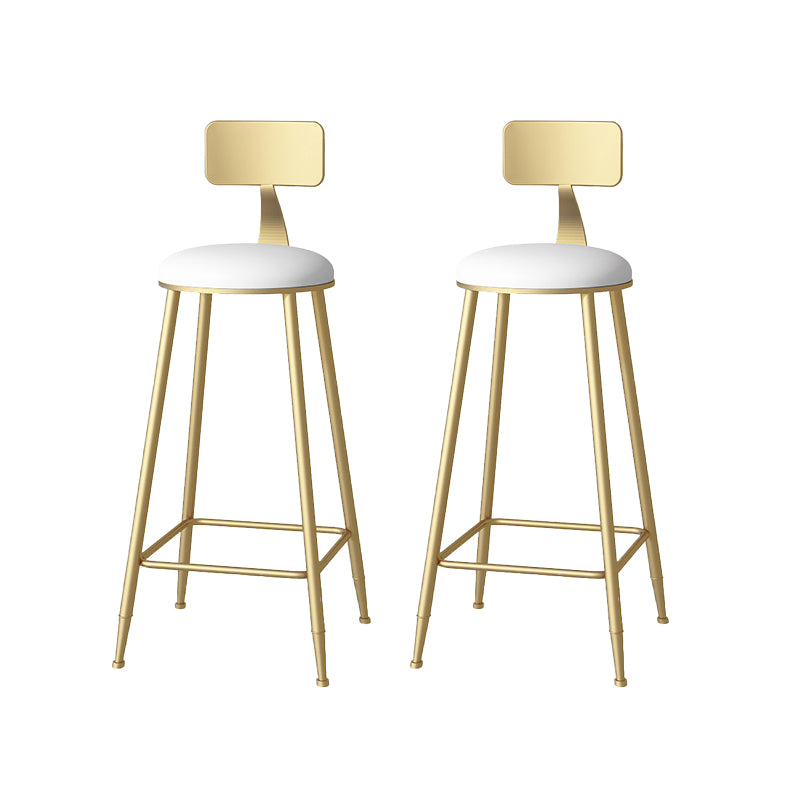 Faux Leather Dining Stools Upholstered Bar Stools with Metal Base