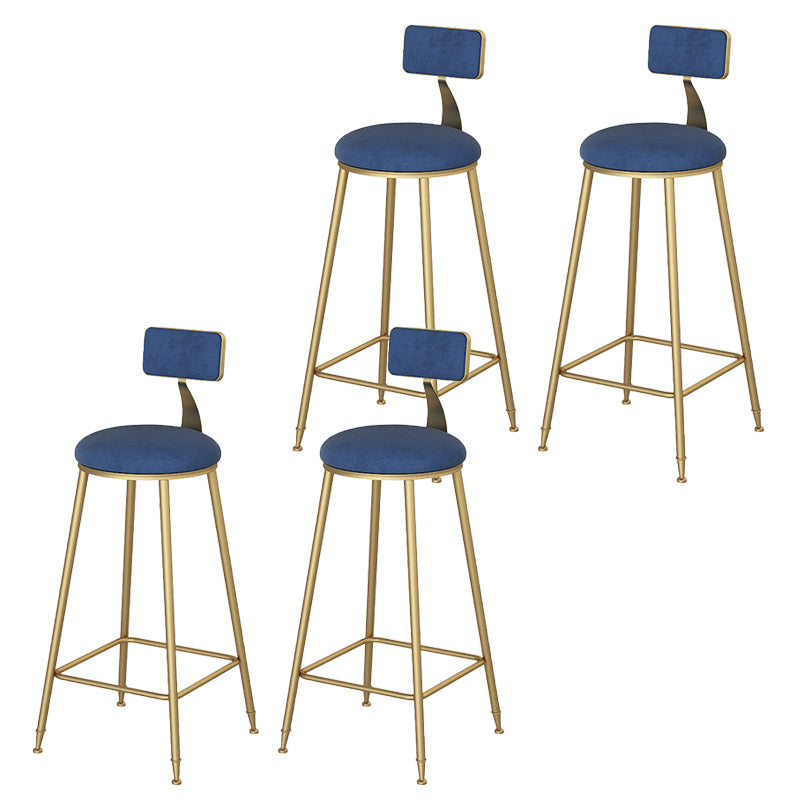 Glam Dining Stools Armless Round Dining Stools with Metal Base