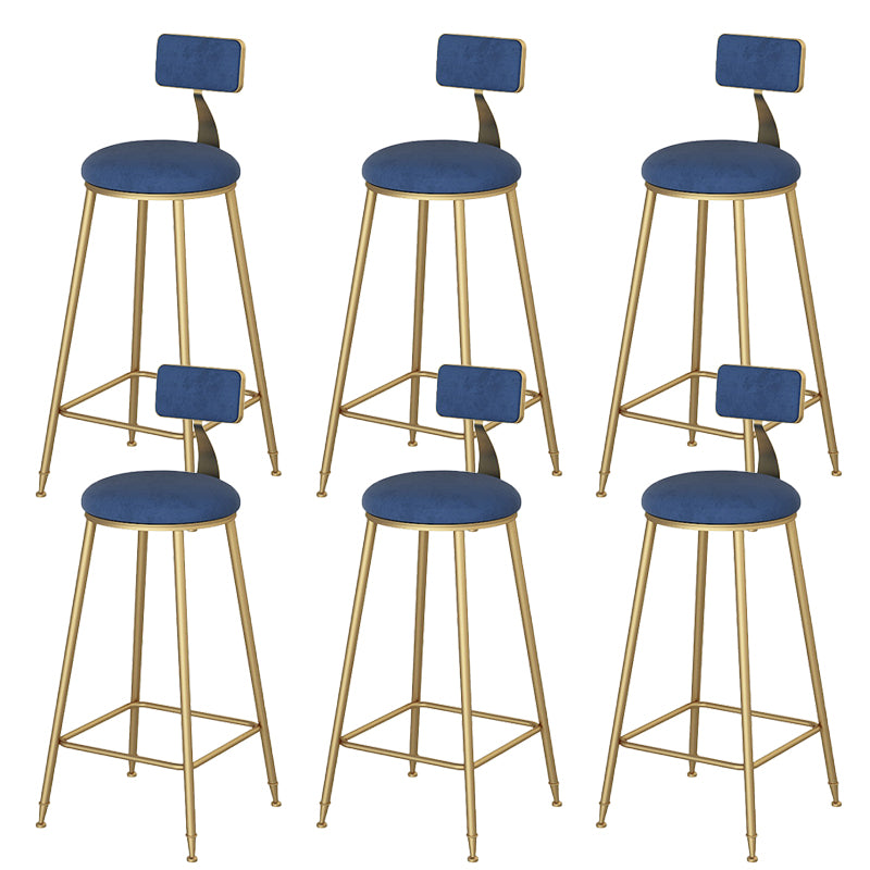 Glam Dining Stools Armless Round Dining Stools with Metal Base