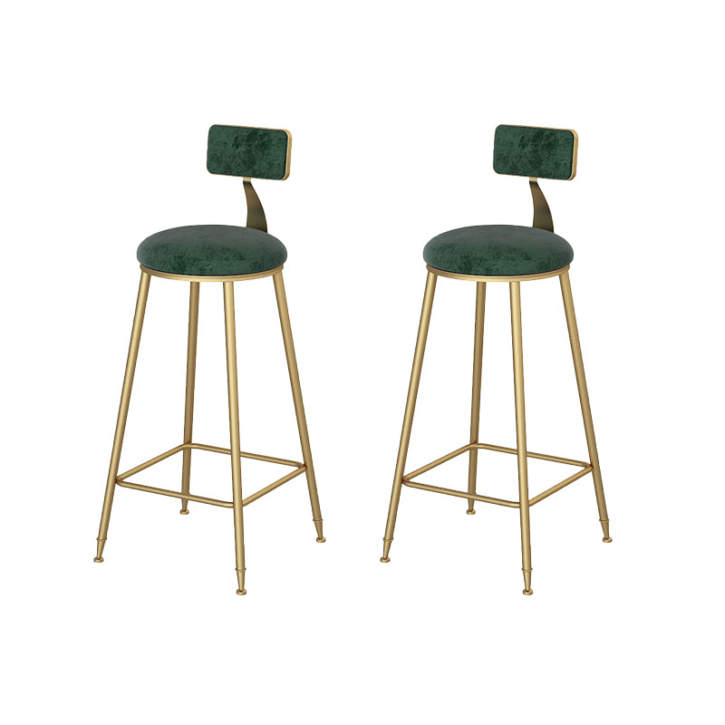 Glam Dining Stools Armless Round Dining Stools with Metal Base