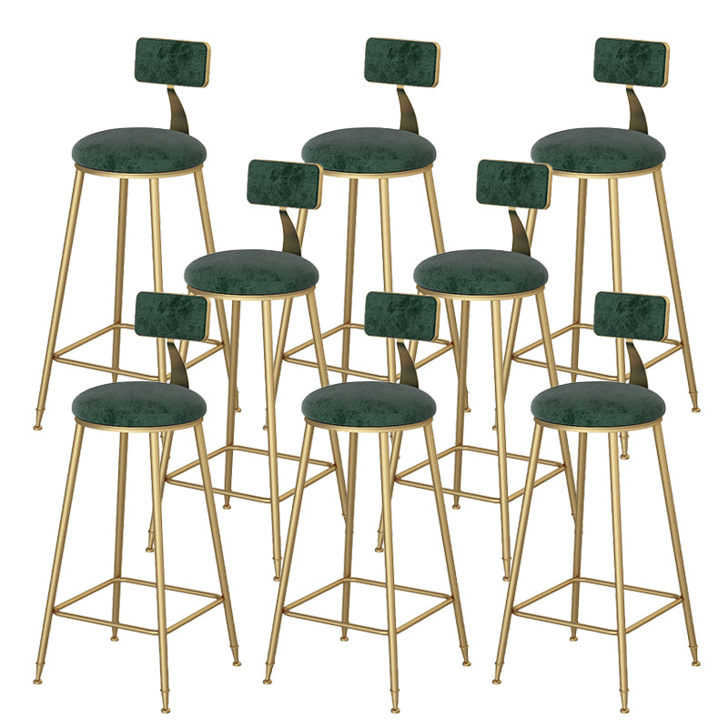 Glam Dining Stools Armless Round Dining Stools with Metal Base