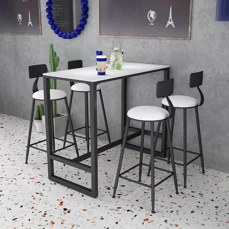 Glam Faux Leather Dining Stools Upholstered Bar Stools with Footrest