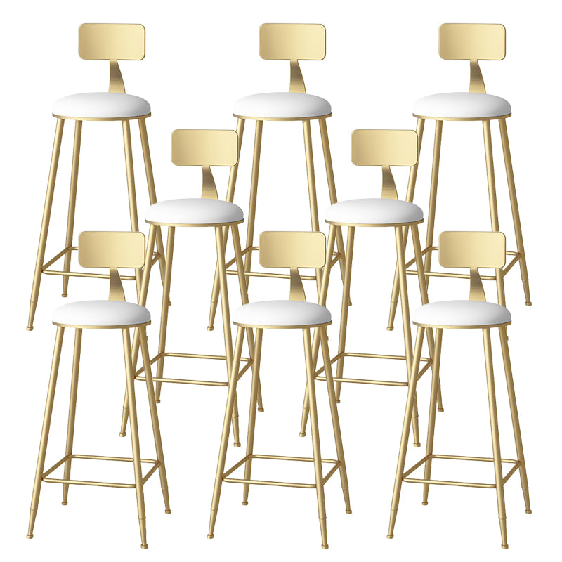 Glam Faux Leather Dining Stools Upholstered Bar Stools with Footrest