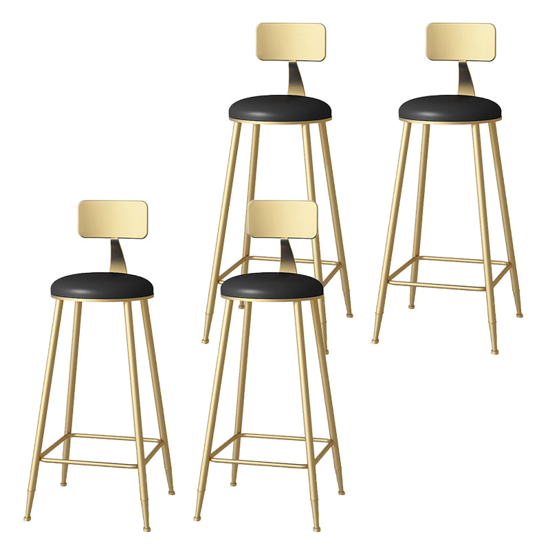 Glam Faux Leather Dining Stools Upholstered Bar Stools with Footrest