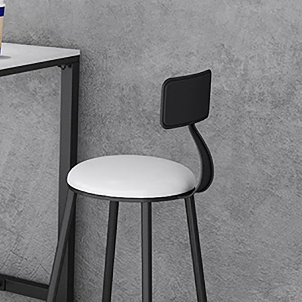 Glam Faux Leather Dining Stools Upholstered Bar Stools with Footrest