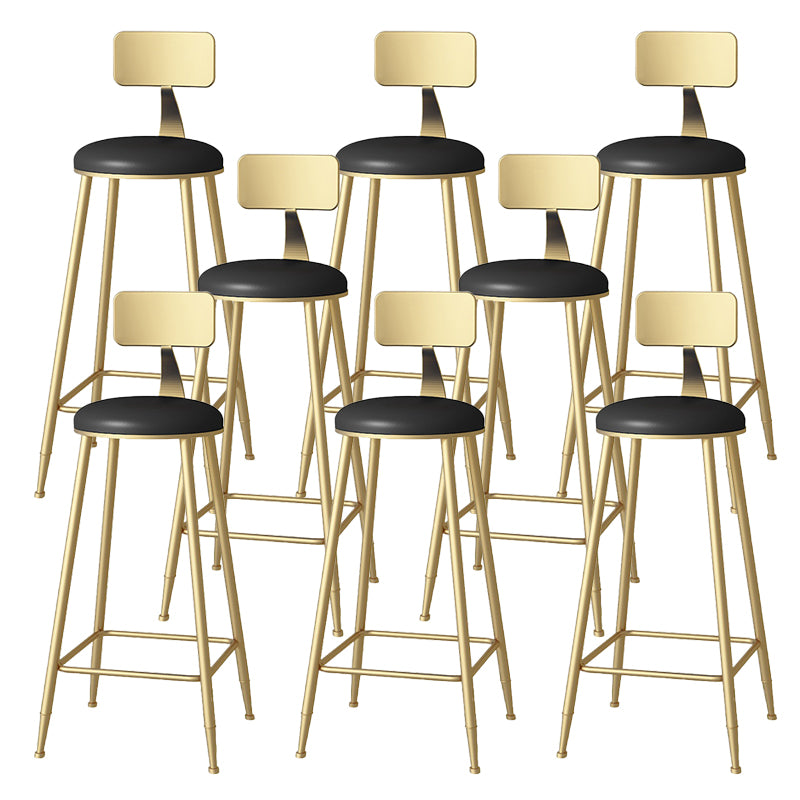 Glam Faux Leather Dining Stools Upholstered Bar Stools with Footrest