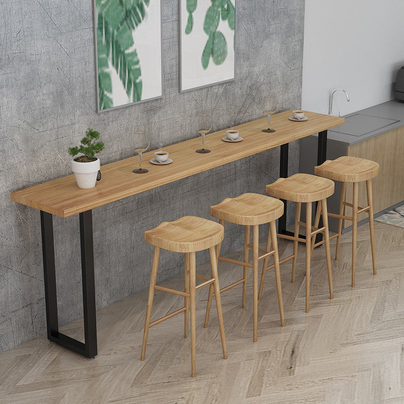 Contoured Seat Dining Stools Solid Wood Bar Stools with Footrest