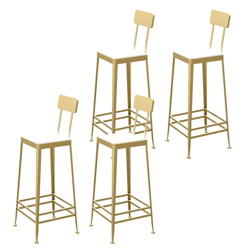 Industrial Low Back Barstools Square Bar Stools with Metal Base