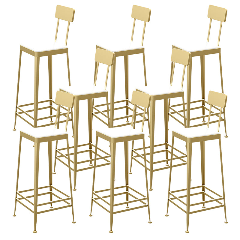 Industrial Low Back Barstools Square Bar Stools with Metal Base