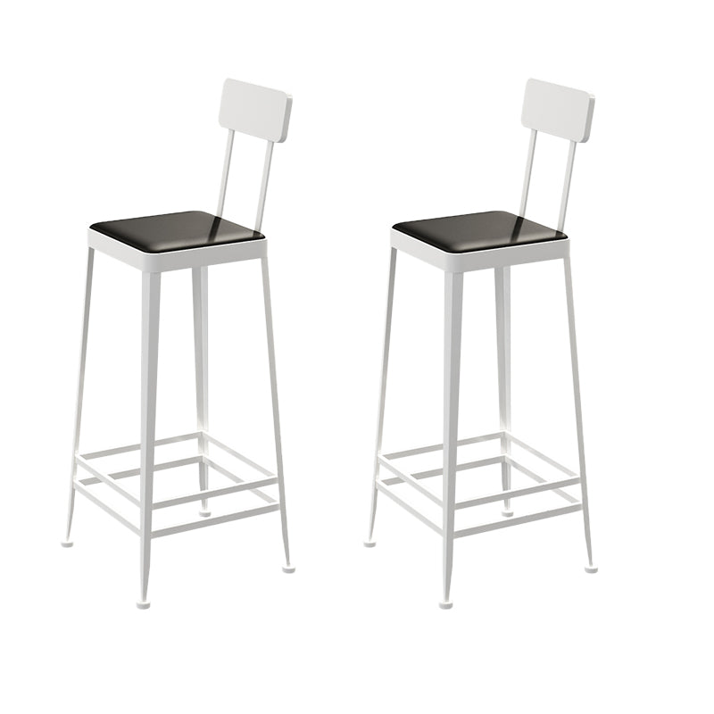 Industrial Low Back Barstools Square Bar Stools with Metal Base