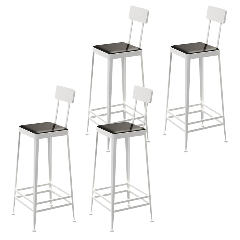 Industrial Low Back Barstools Square Bar Stools with Metal Base