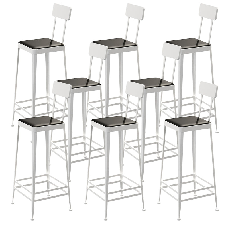 Industrial Low Back Barstools Square Bar Stools with Metal Base