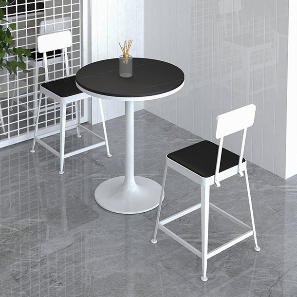 Industrial Low Back Barstools Square Bar Stools with Metal Base