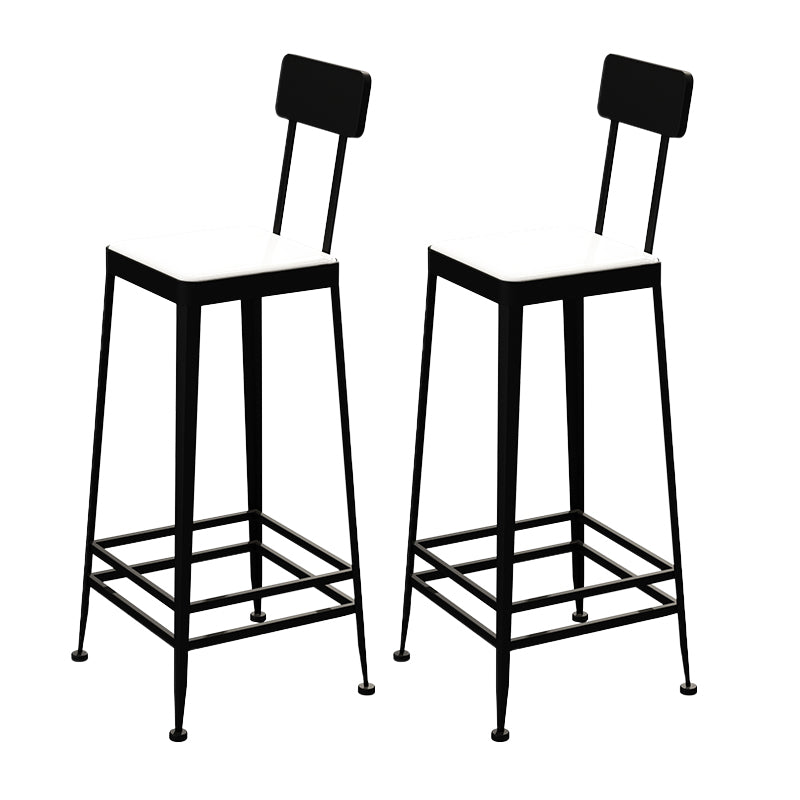 Industrial Low Back Barstools Square Bar Stools with Metal Base
