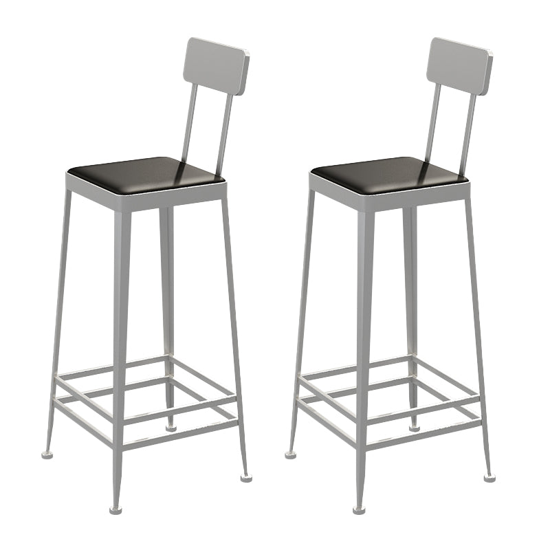Industrial Low Back Barstools Square Bar Stools with Metal Base