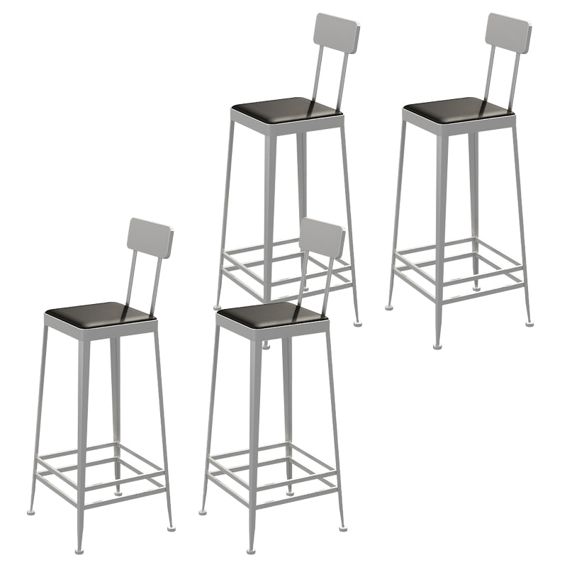 Industrial Low Back Barstools Square Bar Stools with Metal Base