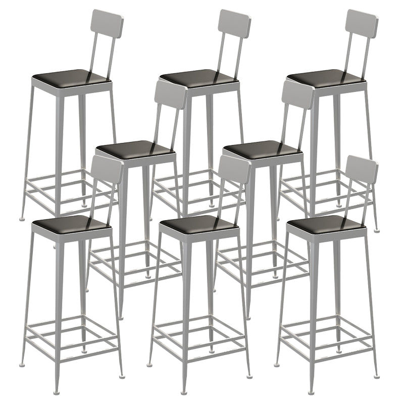 Industrial Low Back Barstools Square Bar Stools with Metal Base