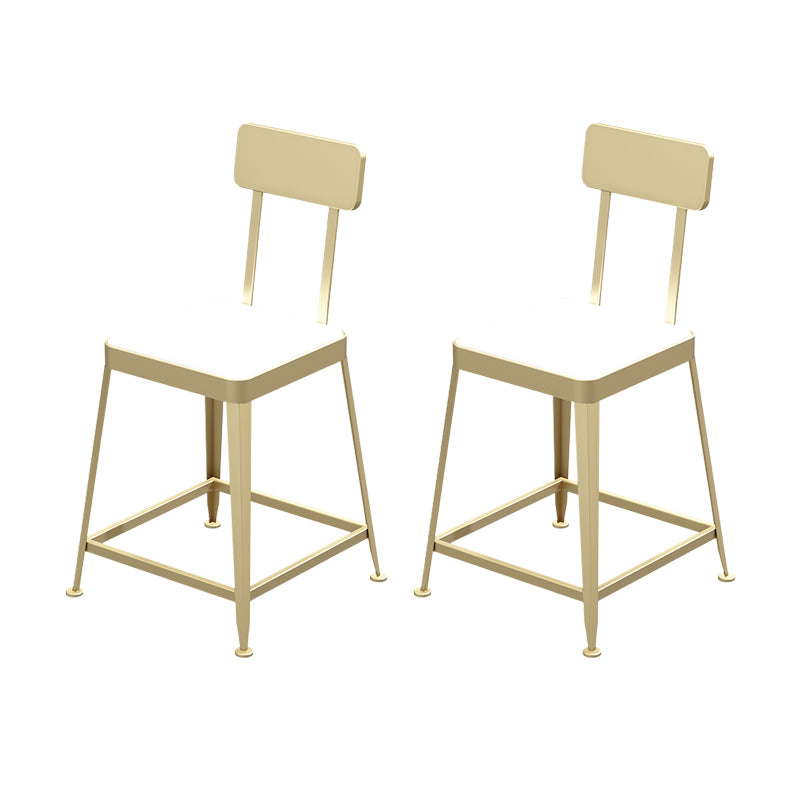 Industrial Low Back Barstools Square Bar Stools with Metal Base