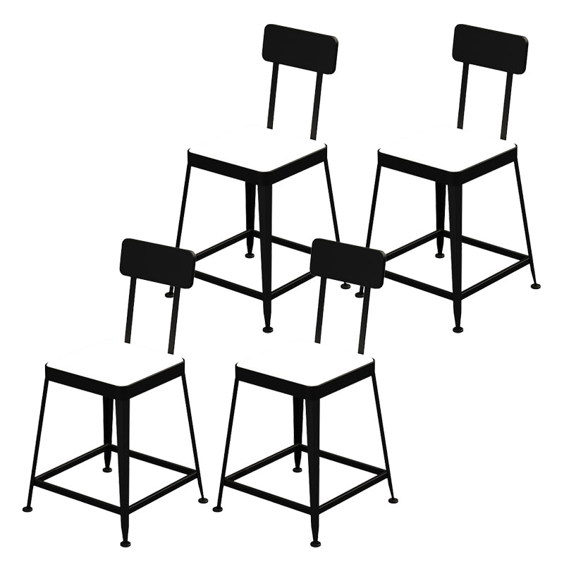 Industrial Low Back Barstools Square Bar Stools with Metal Base