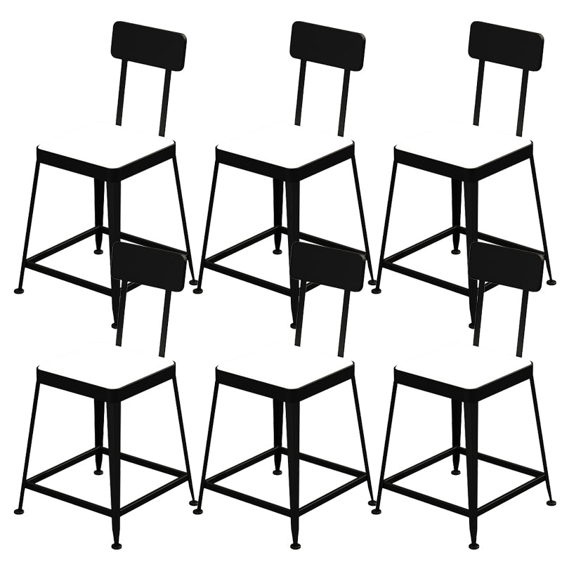 Industrial Low Back Barstools Square Bar Stools with Metal Base