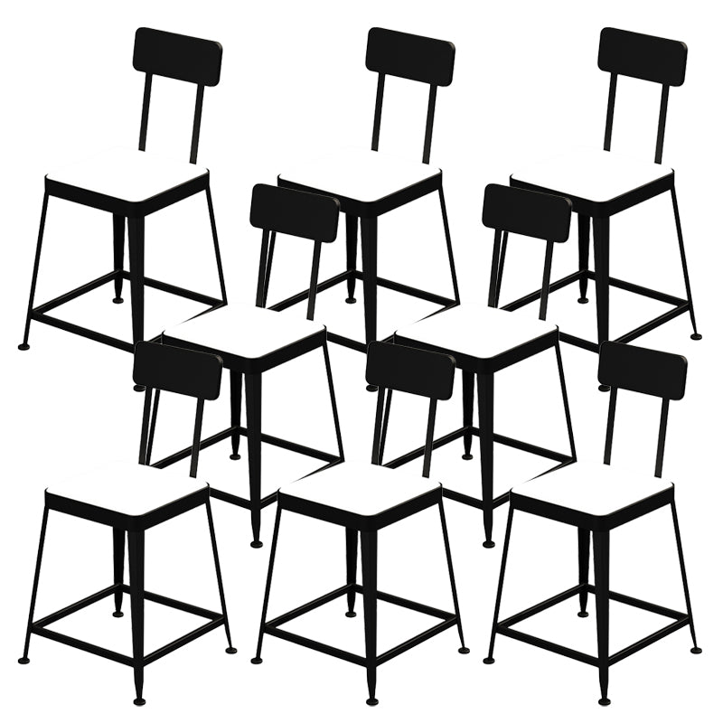 Industrial Low Back Barstools Square Bar Stools with Metal Base