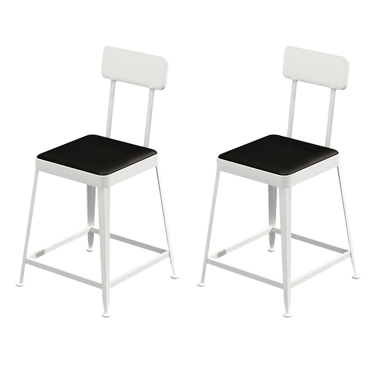 Industrial Low Back Barstools Square Bar Stools with Metal Base