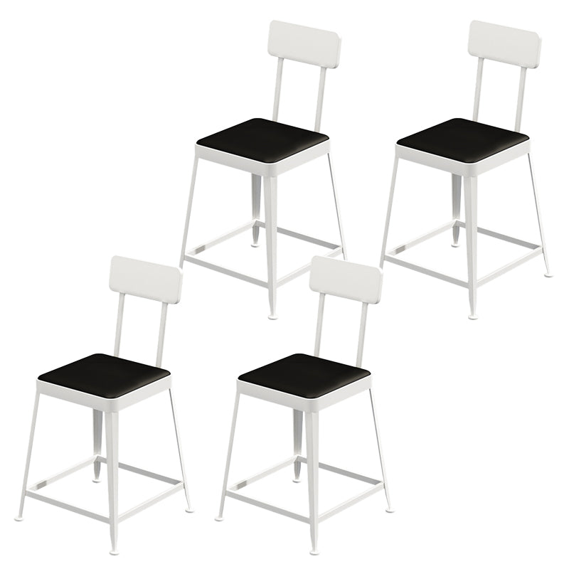 Industrial Low Back Barstools Square Bar Stools with Metal Base