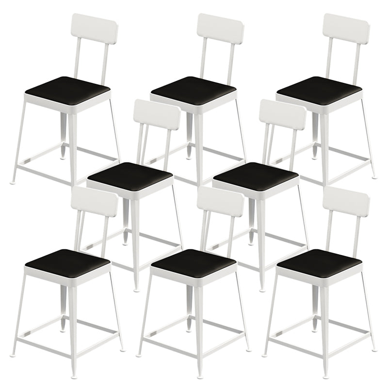Industrial Low Back Barstools Square Bar Stools with Metal Base